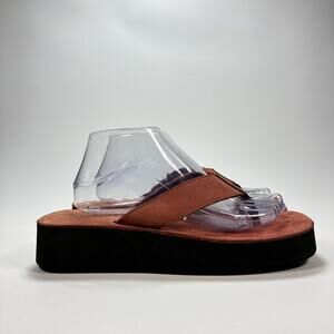 Skechers Cushion Butter Flip Flops Brown Platform Sandals Women's Size 9M